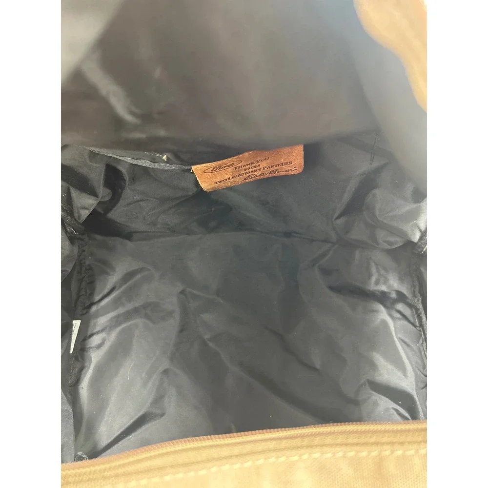 Eddie Bauer Ford Collaboration Tan Canvas Leather Duffel Bag Weekender Travel